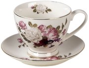 Porcelánová šálka s tanierikom Flower Sun - Ø 13 * 2 / Ø 8 * 7 cm / 200 ml