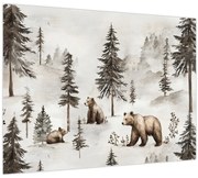 Obraz - Les s medveďmi (70x50 cm)