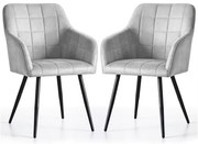 Sada dvoch jedálenských stoličiek LUXANO zamatové, sivé / čierne nohy (2 ks)