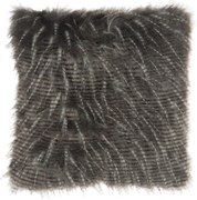 Bielo šedý pruhovaný chlpatý vankúš - 51 * 51 * 5 cm