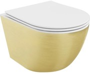 Mexen Lena WC misa Rimless s pomaly padajúcim sedátkom, duroplast, biela/Zlatá čiarový vzor - 30224007