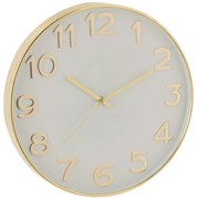 Bielo-zlaté plastové hodiny so zlatými číslami Damio - Ø 39*4cm