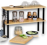 Kuchynská 2-poschodová bambusová polička s háčikmi KESPER AREA 2