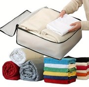 Arte Regal Textilný úložný box na uschovanie oblečenia a posteľnej bielizne, WHITE KIPIT, 45x45x20, biely