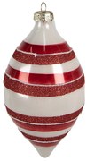 Vianočná červenobiela sklenená ozdoba - 8x15 cm