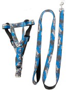 Sivo-modrý postroj s vodítkom pre psa/mačku ELMO