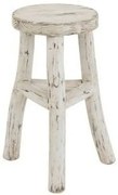 Drevená biela guľatá stolička Ibiza - Ø 26*50cm
