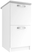 Kuchynská skrinka Belini spodná so zásuvkami 40 cm biely mat s pracovnou doskou TOR SD2-40/0/WT/WT/0/U