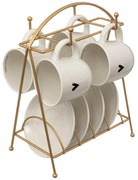 Kameninový hrnček so stojanom Floral 170 ml sada 4+4ks