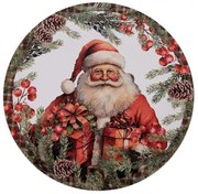 Hnedý plastový vianočný podnos Santa - Ø 40*1 cm