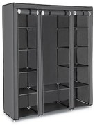 Úložná textilná skriňa s policami a vešiakovou tyčou MATIS 150x175 cm sivá