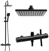 Erga Flova, sprchová súprava s termostatickou batériou a dažďovou hlavicou 20x20cm, čierna matná, ERG-YKA-BP.FLOVA THERM 20 BLK