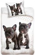 Bavlnené posteľné obliečky Dvaja buldočkovia - 100% bavlna Renforcé - 70 x 90 cm + 140 x 200 cm