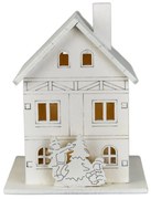 Vianočná svietiaca dekorácia Drevený domček, 8 x 10 x 8 cm, LED