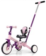 Detská trojkolka 5v1 Milly Mally Optimus Max s vodiacou tyčou pink