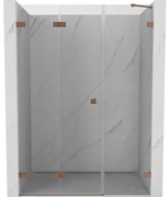 Mexen Lunar-F, skladacie ľavé sprchové dvere 110 cm, 8mm číre sklo, medený matný profil, 836S-110-050-65-00-L