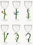 Ručne vyrobené poháre na víno z borosilikátového skla Botanica, 6 ks