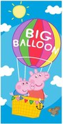 Bavlnená plážová osuška Prasiatka Pepina a Tomík v balóne - Peppa Pig - 100% bavlna - 70 x 140 cm