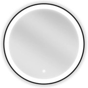 Mexen Esso, okrúhle LED podsvietené kúpeľňové zrkadlo 60 cm, 6000K, vykurovacia podložka proti zahmlievaniu, čierny rám, 9825-060-060-611-70