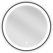 Mexen Esso, okrúhle LED podsvietené kúpeľňové zrkadlo 60 cm, 6000K, vykurovacia podložka proti zahmlievaniu, čierny rám, 9825-060-060-611-70