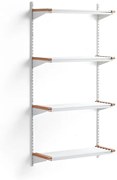 Regál na topánky JEPPE so 4 policami, základná sekcia, 1790x900x310 mm, biela/dub