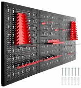 Kovový nástenný organizér na náradie s háčikmi a zásobníkmi