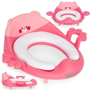 WC sedátko pre deti, rúčky, mäkký vankúšik, ružový ECOTOYS