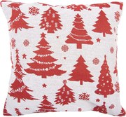 Bielo-červený dekoračný vankúš so snehovými vločkami - 44*44*4 cm