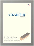 DANTIK rám na obraz 21x29,7 | PASTELKA šedá rovná (Sklo Čiré)