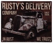 Nástenná kovová ceduľa In Rust We Trust - 25 * 20 cm