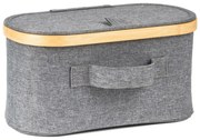 Úložný box G21 30 x 15 x 15 cm, bambusový s vekom, sivý