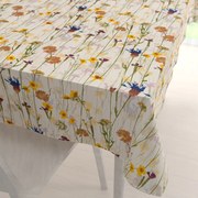 Biante Bavlnený obdĺžnikový obrus Sandra SA-571 Lúčne kvety na krémovom 50x100 cm