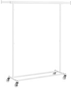 Nastaviteľný pojazdný stojan na oblečenie, biely