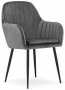 Stolička LUGO - tmavosivý zamat / čierne nohy