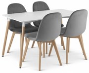 Jedálenský set 1 + 4, biely stôl ADRIA 120x80 cm + tmavosivá zamatová stolička BORA
