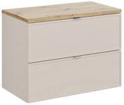 Závesná skrinka pod umývadlo Dalia Cashmere s doskou 80 cm kašmírová/dub evoke