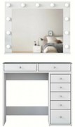Kozmetický stolík Verona White so sklenenou doskou