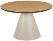 BOSCO Prírodný dub / béžová noha (Kašmír) – OKRÚHLY KÁVOVÝ STOLÍK 65 cm, KONFERENČNÝ STOLÍK DO OBÝVAČKY, DYHA