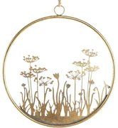 Kovová nástenná dekorácia FLOWERS RING Ø 41 cm zlatá