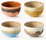 Ručne vyrobené misky's reaktívnou glazúrou 70's, 4 ks