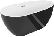Mexen Eos, voľne stojaca vaňa 150 x 75 cm, biela-čierna, chrómový prepad, 52471507575-01