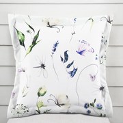 Biante Bavlnená obliečka na vankúš s lemom Sandra SA-391 Lúčne kvietky s motýlikmi 30 x 50 cm