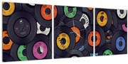 Obraz - Hudobné gramofónové platne (s hodinami) (90x30 cm)