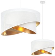 Závesné svietidlo Asti Duo1, 1x PVC/biele textilné tienidlo, (fi 45cm), g, w