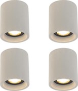 Sada 4 rustikálnych stropných bodových svetiel betónové okrúhle - Deep