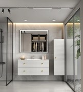Erga Samira, LED zrkadlo 100x80cm v čiernom ráme, 2760 lm, 3 farby svetla, predné osvetlenie, ERG-V01-SAMIRA-1080-BK