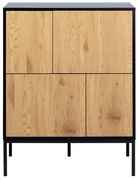 Vysoká komoda v dekore duba v čierno-prírodnej farbe 80x103 cm Seaford – Actona