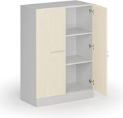 Kovová spisová skriňa s drevenými dverami, demontovaná, 1150 x 800 x 400 mm, breza