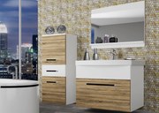 Kúpeľňový nábytok Belini  dub sonoma / biely mat + umývadlo + zrkadlo  ROD M 2/0/W/DSW/0/ZW