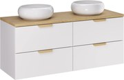 Comad Kúpeľňová skrinka s doskovými umývadlami set Aster White 120 biela/dub cremona
